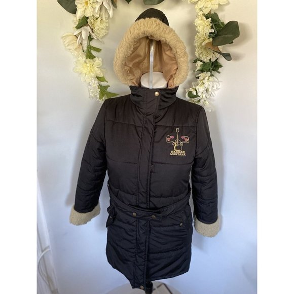 Disney Hannah Montana Girls Full Zip Jacket 10/12 Black Embroidered Hood Vintage - Picture 14 of 16